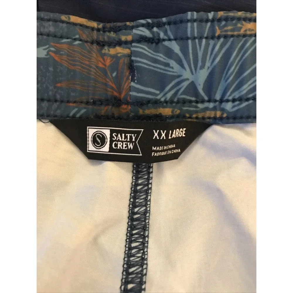 Salty Crew Tandem Mens Boardshorts Sz 2XL Blue Drawstring Elastic Waist Pockets